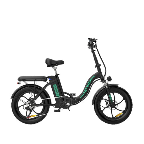 LavishApe HITWAY BK6S Klappbares E-Bike, Seitenansicht in Schwarz.