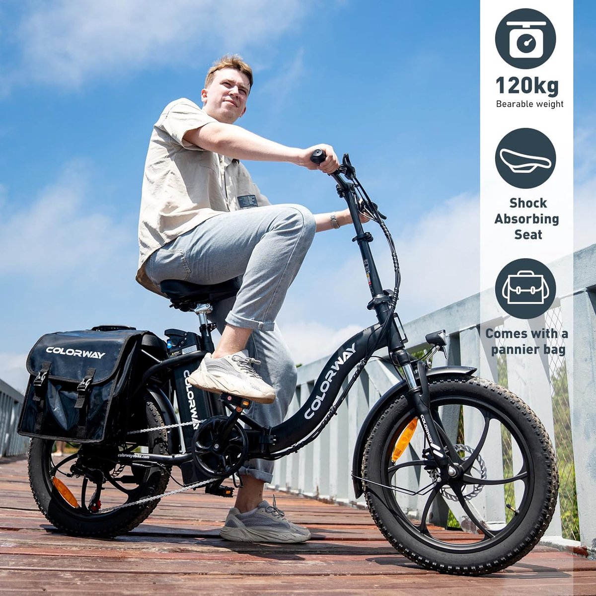 LavishApe COLORWAY BK6S E-Bike, geeignet für eine Belastung von bis zu 120 kg, mit stoßdämpfendem Sattel.