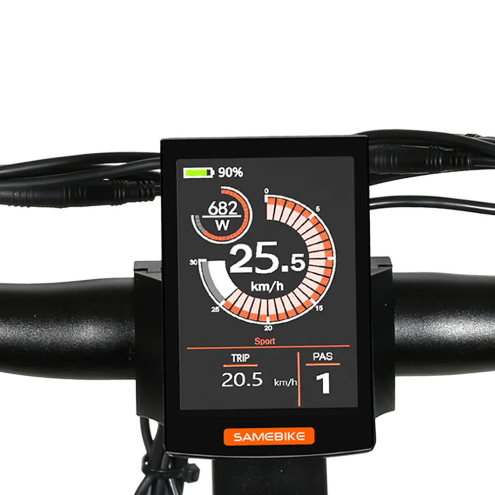 3,5-Zoll-LCD-Bildschirm mit USB-Anschluss am SAMEBIKE RS-A08 E-Bike.