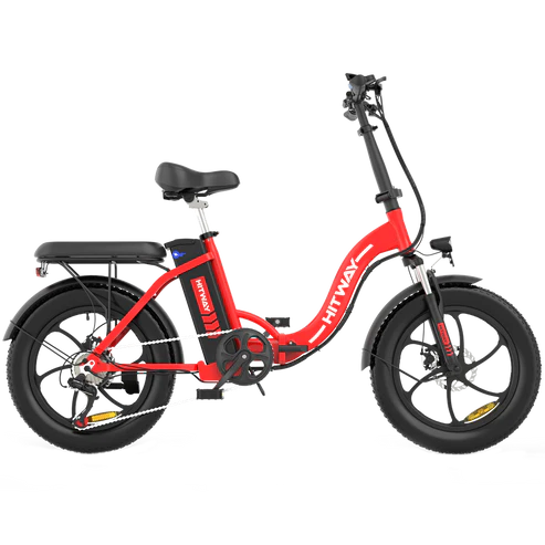 LavishApe HITWAY BK6S Klappbares E-Bike, Seitenansicht in Rot.