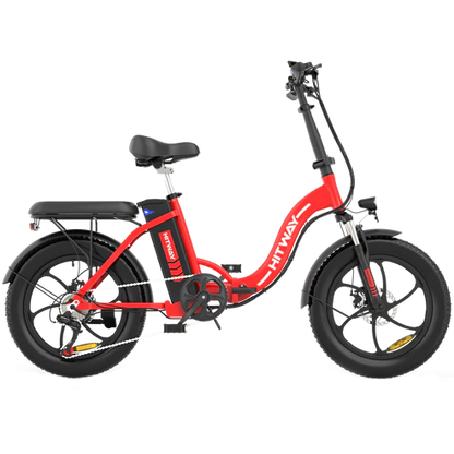 LavishApe HITWAY BK6S Klappbares E-Bike, Seitenansicht in Rot.