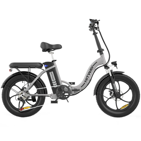 LavishApe HITWAY BK6S Klappbares E-Bike, Seitenansicht in Silber.