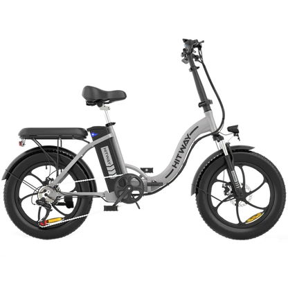 LavishApe HITWAY BK6S Klappbares E-Bike, Seitenansicht in Silber.