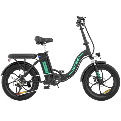 LavishApe HITWAY BK6S Klappbares E-Bike, Seitenansicht in Schwarz mit grünem Logo.