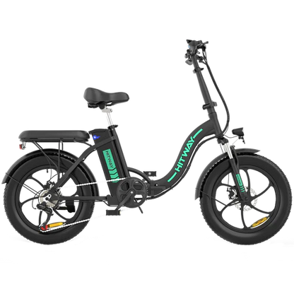 LavishApe HITWAY BK6S Klappbares E-Bike, Seitenansicht in Schwarz mit grünem Logo.