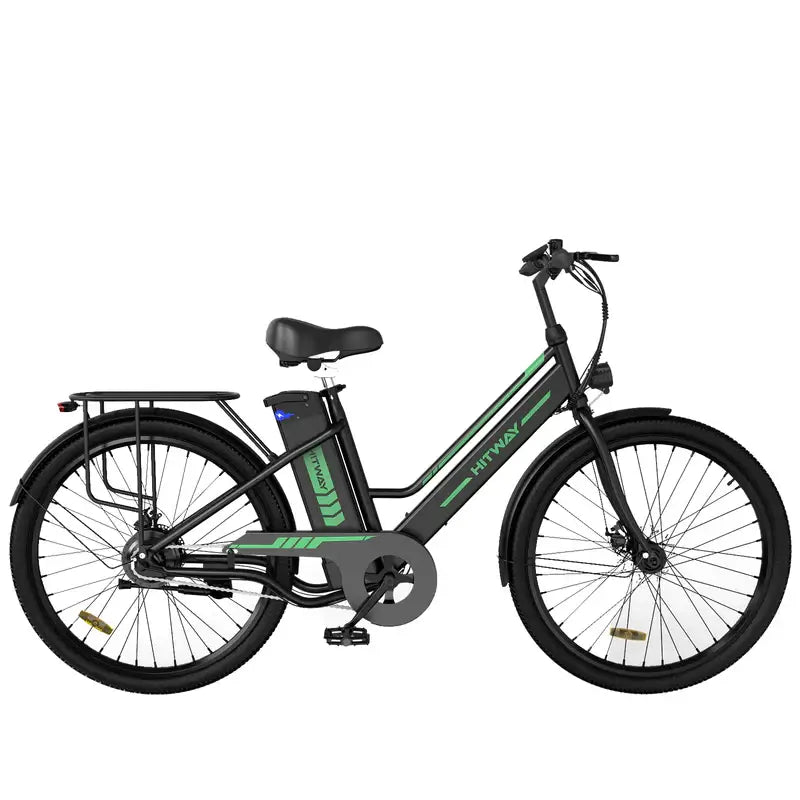 LavishApe HITWAY BK8S City E-Bike in Schwarz, Seitenansicht, 250W Motor, 26 Zoll Räder