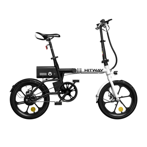 BK35 Faltbares E-Bike in Weiß und Schwarz, leichter Aluminiumrahmen mit starkem Motor und langlebiger Batterie.