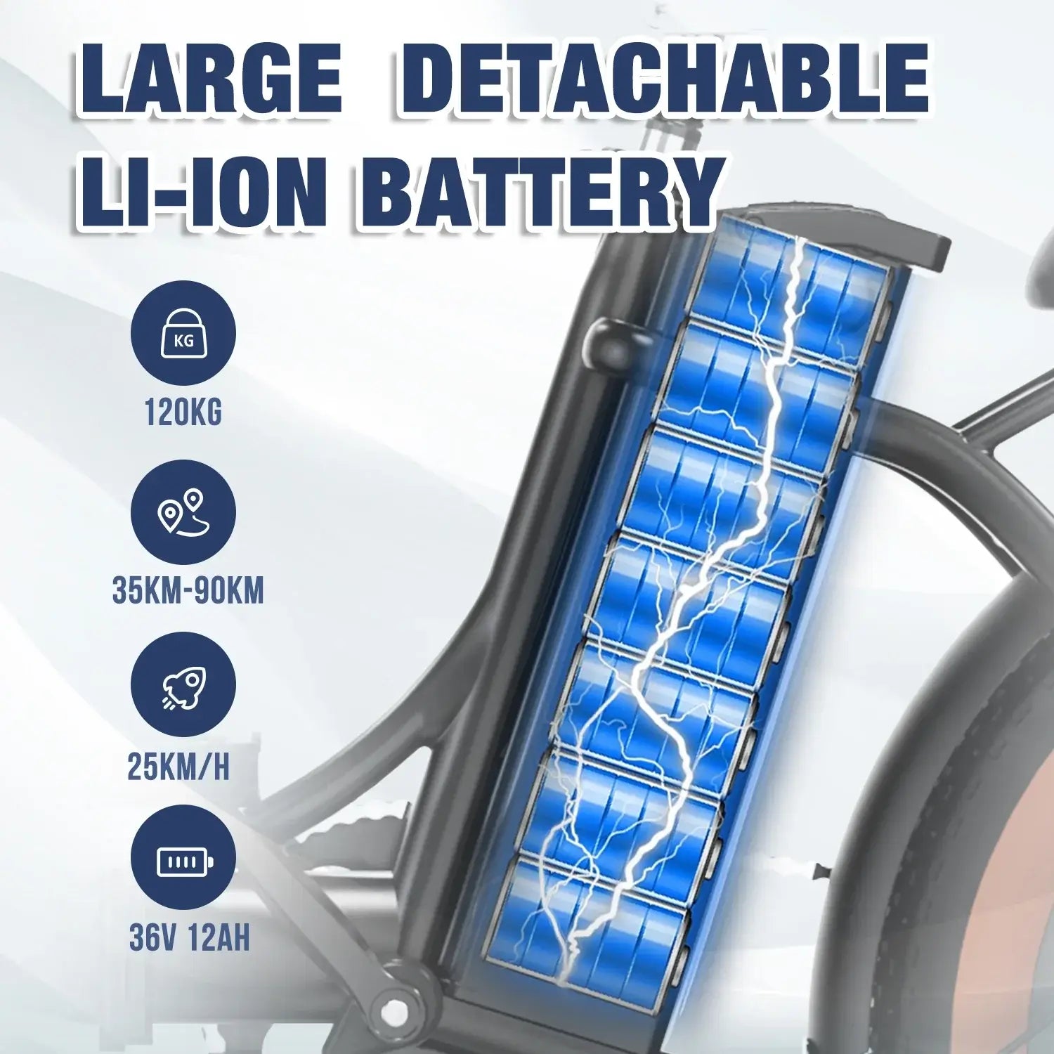 LavishApe RCB RK6S Herausnehmbare 36V 12Ah Lithium-Ionen-Batterie für hohe Reichweite.