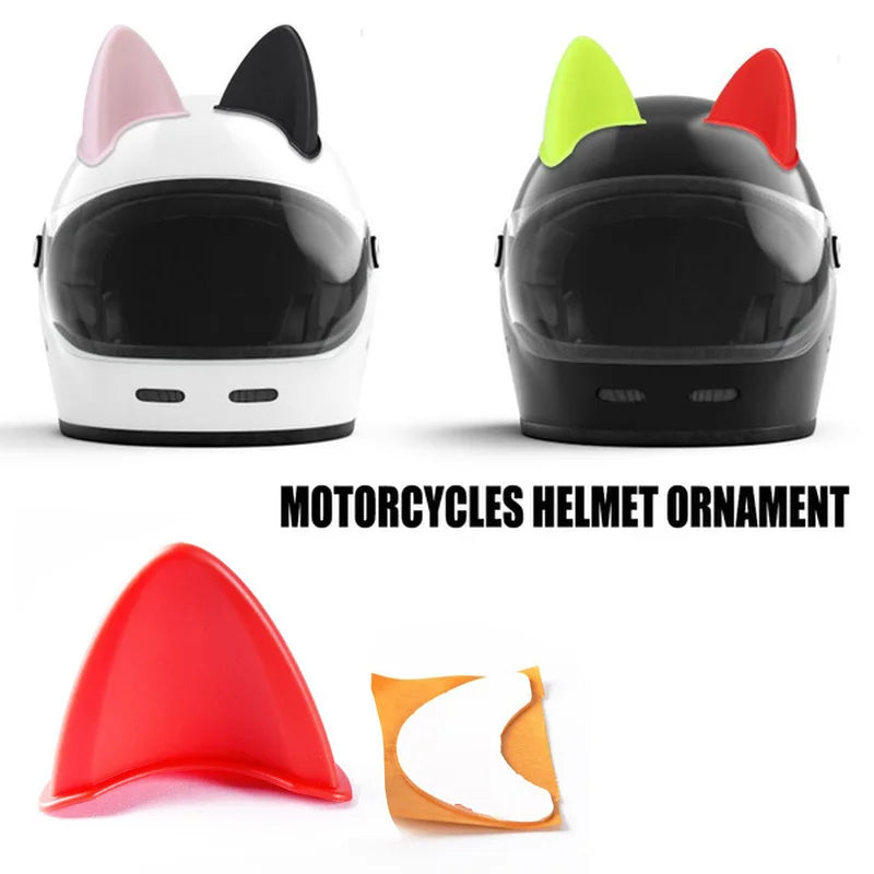 Cute Cat Ears Helmet Decoration Motorcycle Electric Car Helmet Styling Stickers Double-Sided Stickers Decor Helmet Accessories