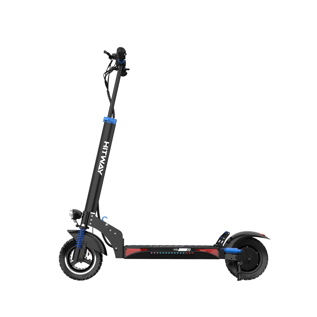 HITWAY E-Scooter ohne Sitz, Seitenansicht, betont die robuste Konstruktion und die Leistungsfähigkeit für den täglichen Gebrauch.