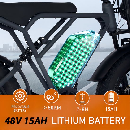 KOOLUX KL-BK29 E-Bike mit herausnehmbarem 48V 15Ah Lithium-Ionen-Akku und einer Reichweite von über 50 km