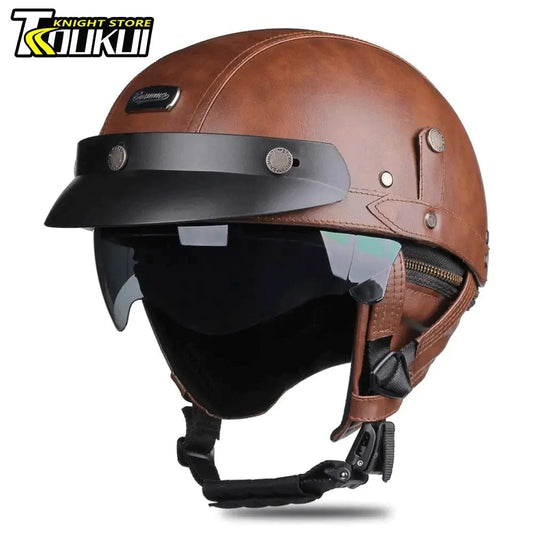 Retro Motorcycle Helmet DOT Approved German Vintage Casco Moto Helmet Capacete De Moto with Windshield Visors Scooter Casque