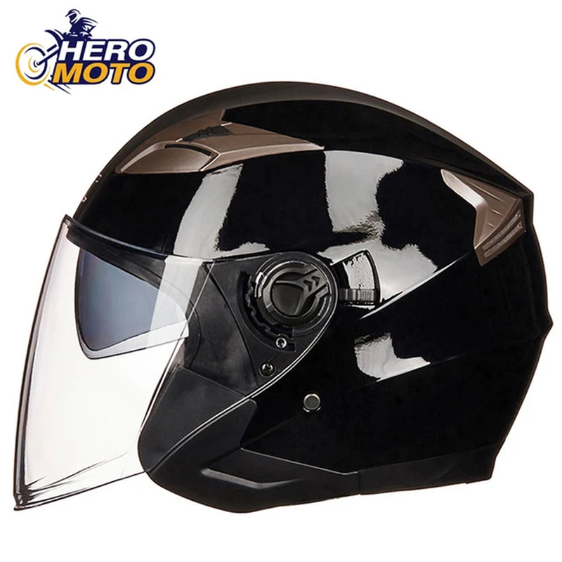 Half face motorcycle helmet with double visor – stylish protection for all seasons