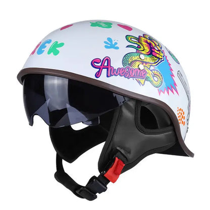 AD Retro Motorcycle Half Helmet Four Seasons for Harley Moto Helmet Open Face Motorbike Crash Helmets Casco Safety Cap