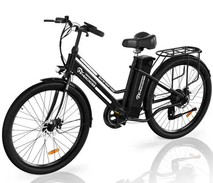 LavishApe Evercross EK8S City E-Bike in Schwarz, robustes Design, 12Ah Akku