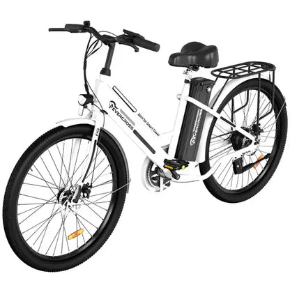 LavishApe Evercross EK8S City E-Bike in Weiß, Seitenansicht, 250W Motor, 26 Zoll MTB Reifen