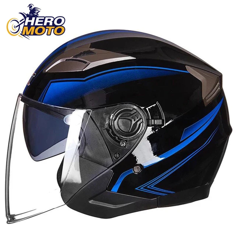 Half face motorcycle helmet with double visor – stylish protection for all seasons