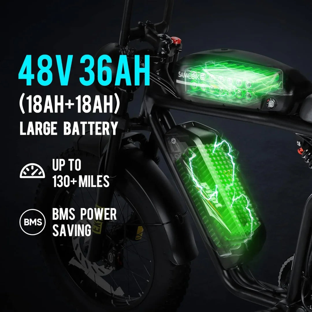 48V 36Ah Batterie des SAMEBIKE M20-III, beleuchtet