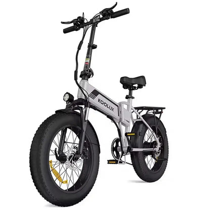 LavishApe KOOLUX KL-BK10S Klapprad E-Bike in Silber, Vorderansicht, multifunktionales LCD-Display