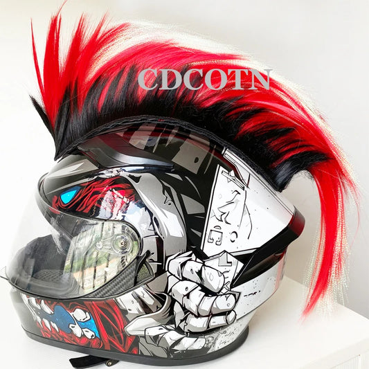 Car Motorcycle Helmet Decorations Hair Punk Colorful Cockscomb Motocross Full Face off Road Helmet Accessories Stickers Cosplay