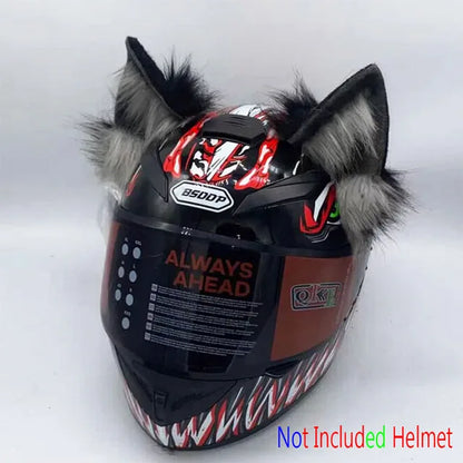 Motorcycle Electric Helmet Decoration 3D Stereo Wolf Ears Plush Foldable Motorbike Helmet Accessories Stickers Cosplay Styling