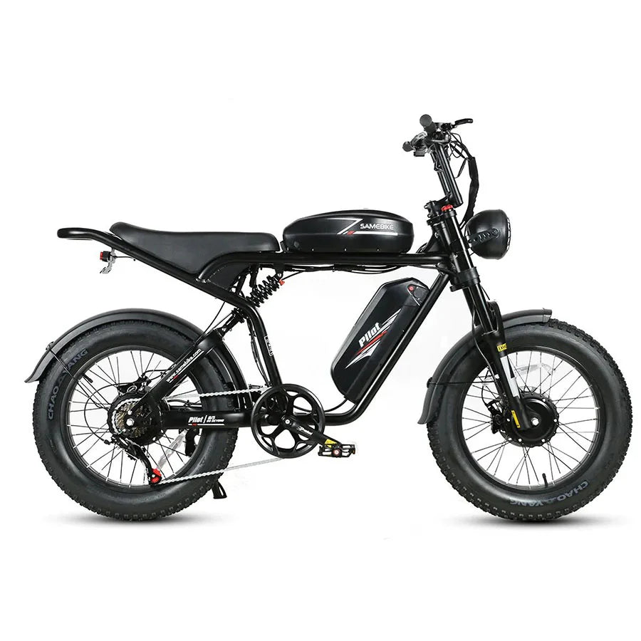 SAMEBIKE M20-III E-Motorrad, Seitenansicht in Schwarz