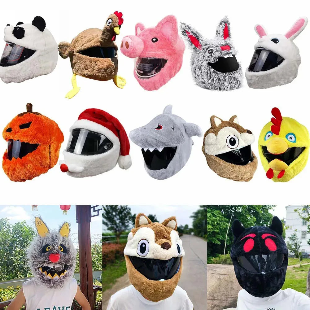 Motorcycle Helmet Covers Funny Cartoon Plush Helmet Protective Cover Helmet Full Face Covers for Personalized Helmets Party