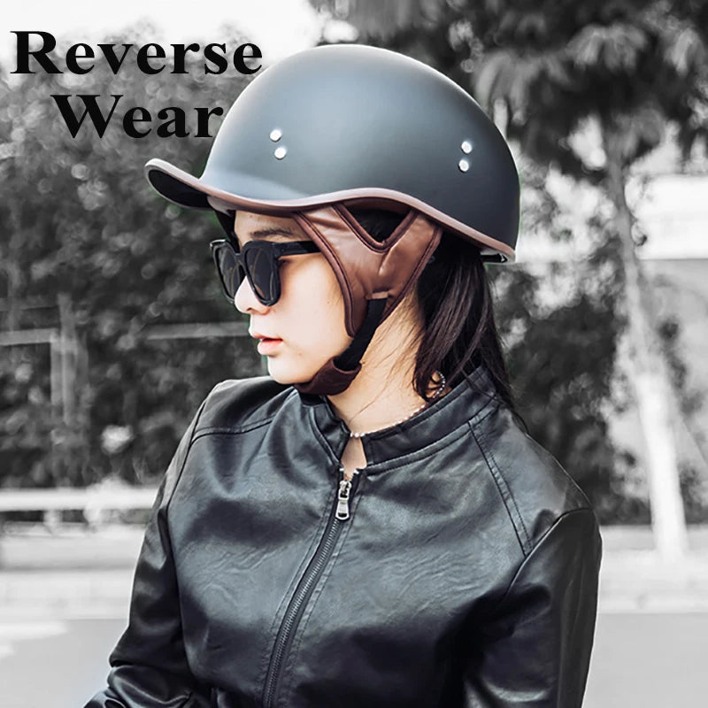 AD Retro Motorcycle Half Helmet Four Seasons for Harley Moto Helmet Open Face Motorbike Crash Helmets Casco Safety Cap