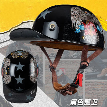 V Retro Gangster Personality Baseball Cap Men and Women Motorcycle Helmet Scoop Helmet Cap Electric Car Baseball Cap Half Helmet