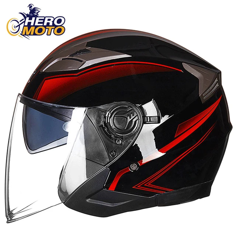 Half face motorcycle helmet with double visor – stylish protection for all seasons