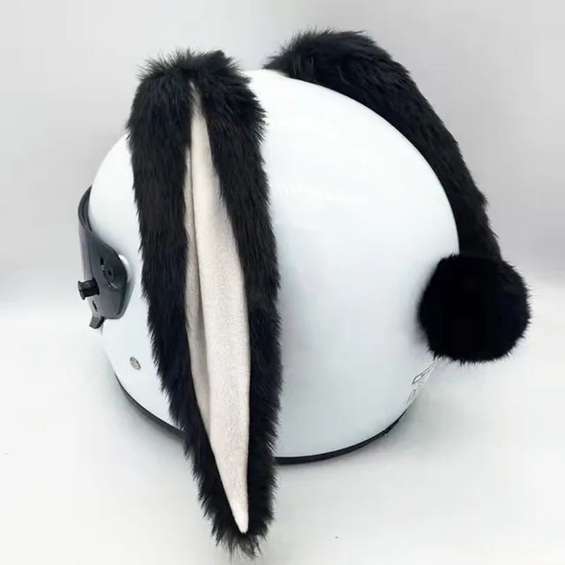 Car Motorcycle Helmet Cute Plush Rabbit Ears Decor Motocross Full Face off Road Helmet Accessories Sticker Cosplay Auto Styling