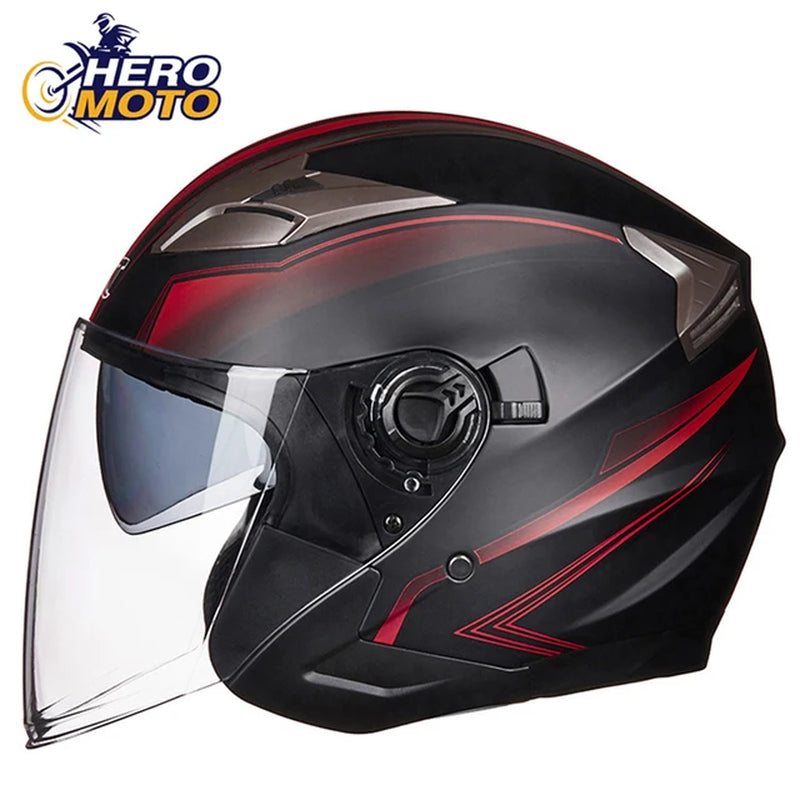 Half face motorcycle helmet with double visor – stylish protection for all seasons