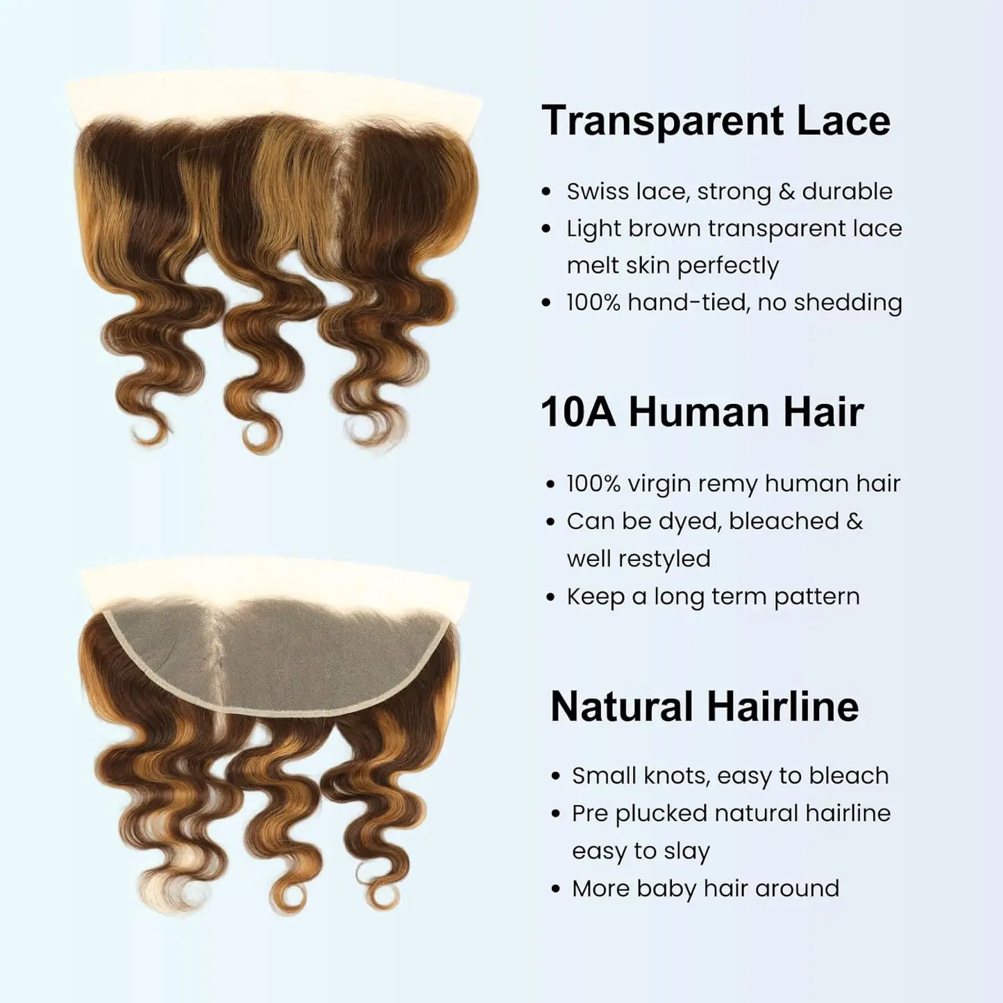 Body Wave Honey Blonde Highlight Bundles mit 13x4 Lace Frontal – Natürliches Brasilianisches Echthaar P4-27