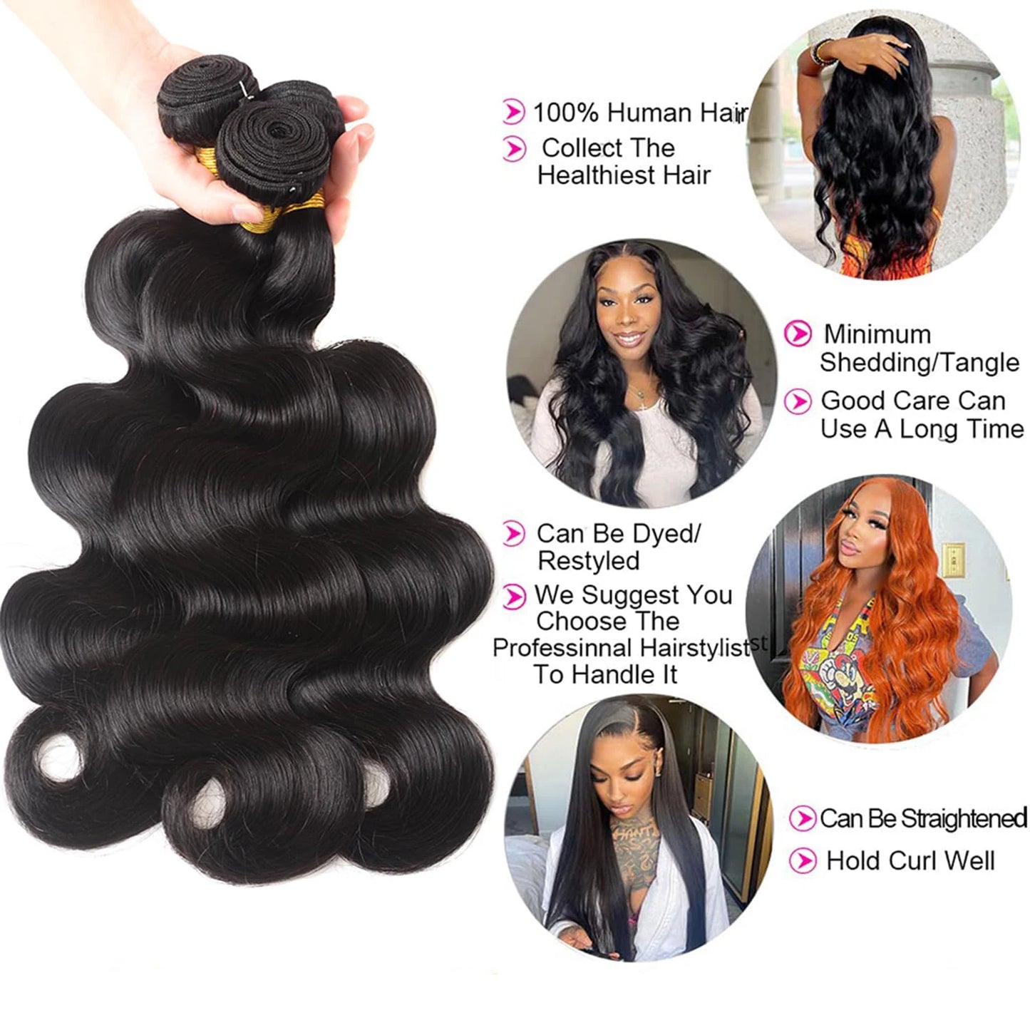 LavishBeauty Body Wave Bundles mit 13x4 HD Lace Frontal