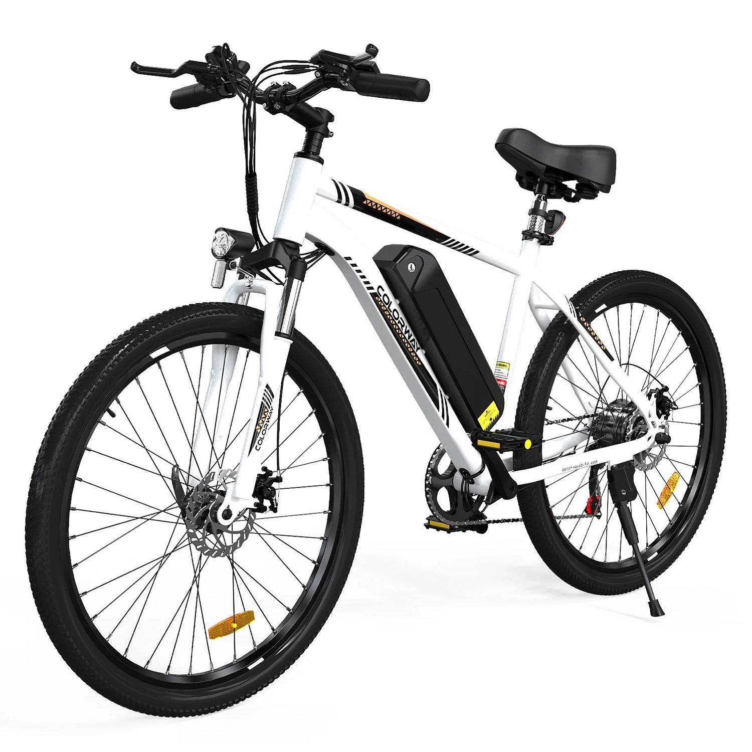 Colorway BK15 E-Bike, 26 Zoll, in Weiß – Seitenansicht.