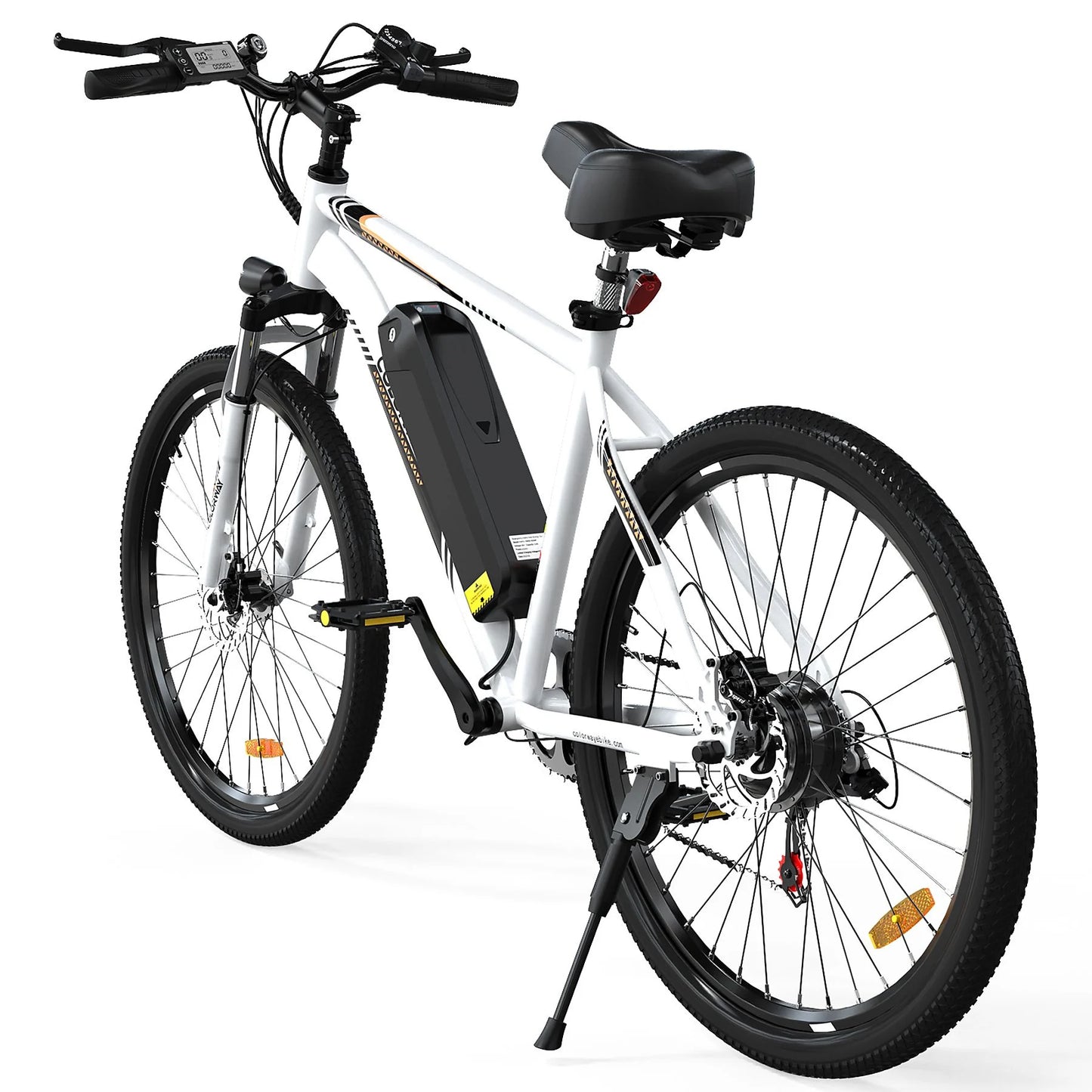 BK15 E-Bike, 26 Zoll, in Weiß – Detailansicht des Hinterrads.