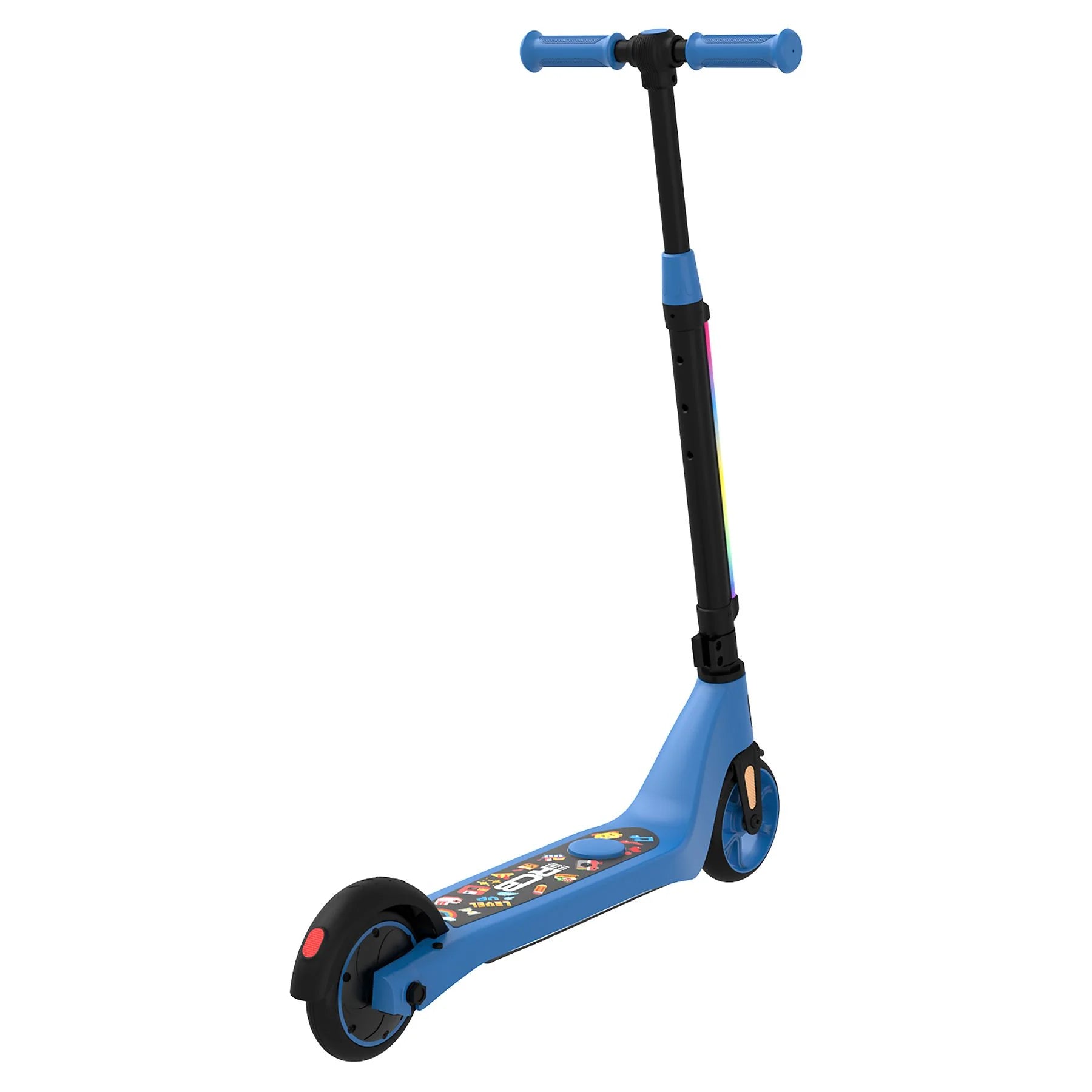 R3X Electric Kid Scooter in Blau, rückseitige Seitenansicht