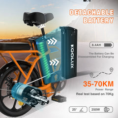 KOOLUX BK5S Folding E-Bike, 16" x 3.0 Tires, 250W Motor