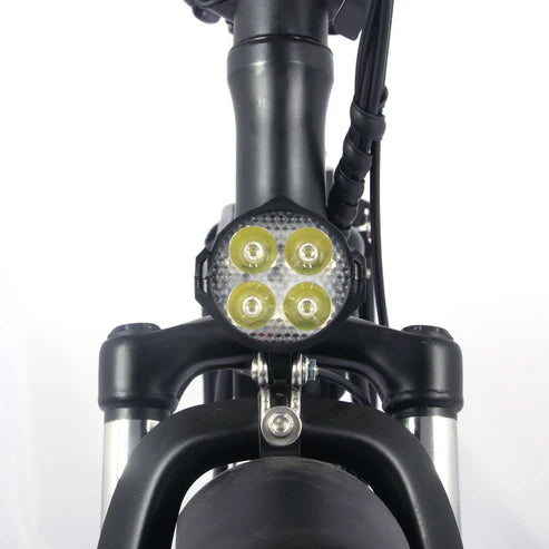 Powerful front LED light of the KOOLUX KL-BK11 E-Bike, providing clear visibility during night rides.