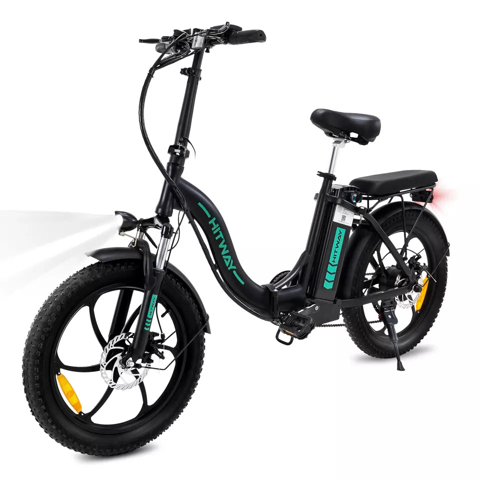 Schwarzes KOOLUX KL-BK6S Faltbares E-Bike mit 500W Motor und 20x4.0-Zoll Fat-Tire-Reifen, robustes Design und Scheibenbremsen