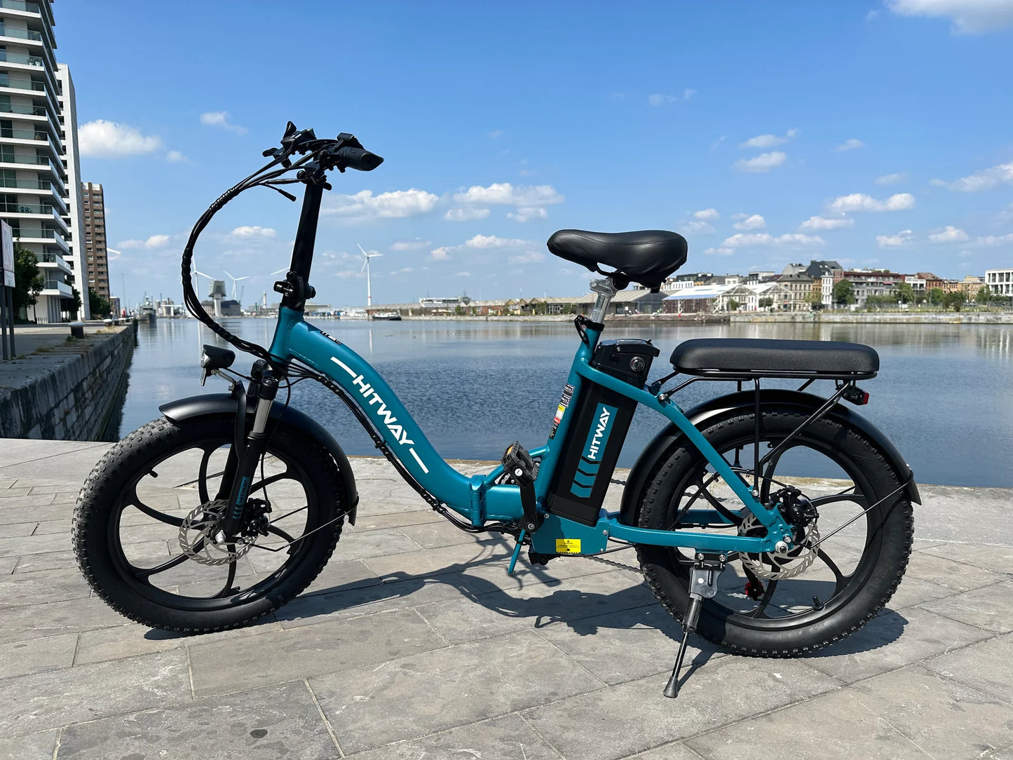 KOOLUX KL-BK6S Faltbares E-Bike in blau mit 500W Motor und 20x4.0-Zoll Reifen für Stabilität auf rauem Gelände