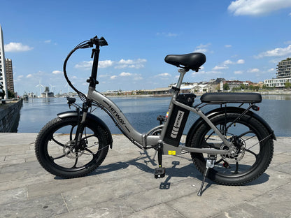 Silbernes KOOLUX KL-BK6S Faltbares E-Bike mit 500W Motor und Fat-Tire-Reifen, stilvolles Stadtfahrrad