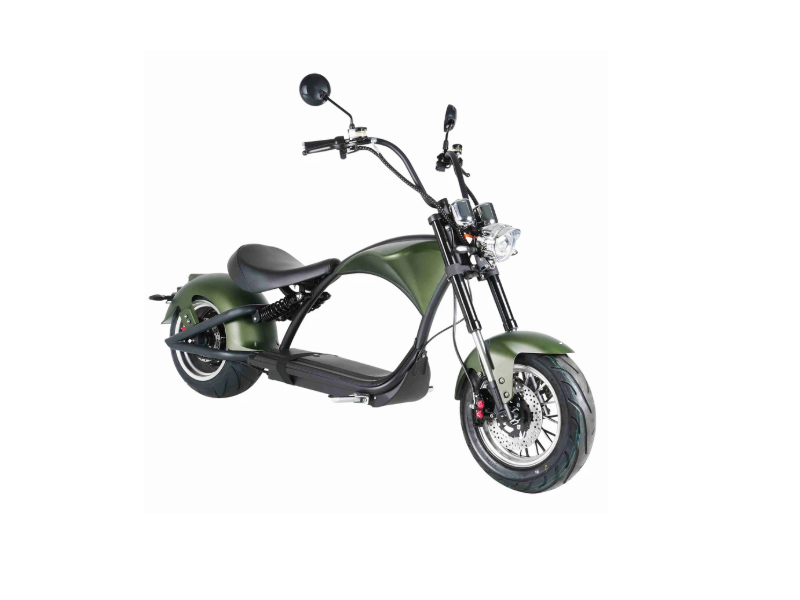 Elektro-Chopper Mangosteen M1 in Mattgrün – 2000W Hochleistungsmotor und Stilvoll