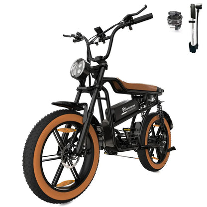 EVERCROSS EK30 E-Bike mit 20-Zoll-Fat-Tire-Reifen, 250W Motor und abnehmbarem Akku, Schwarz und Orange