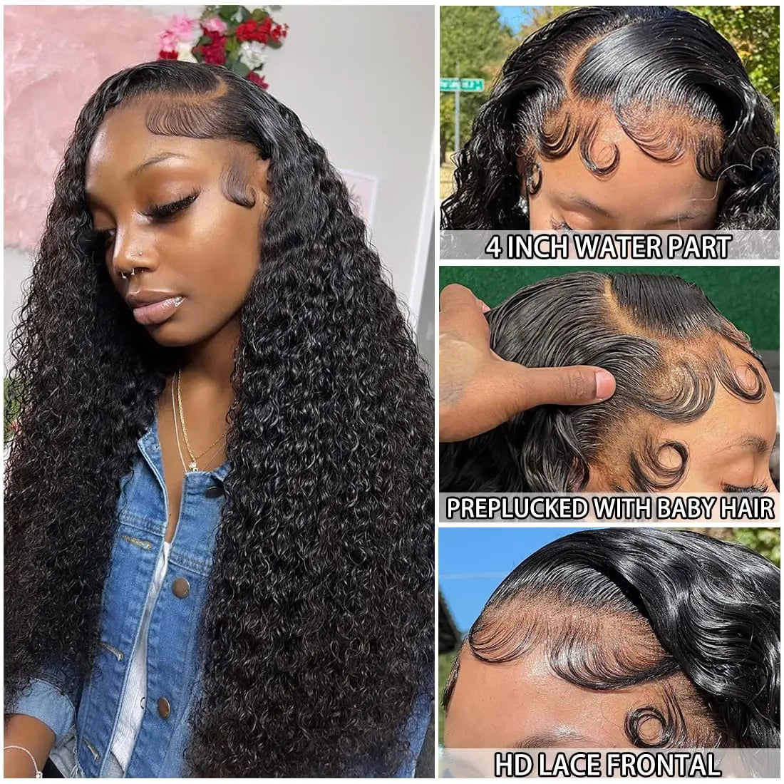 "Meerwasser-Wave Lace Front Perücken Echthaar 13x4 HD Lace Frontal Perücken für Frauen Echthaar 180% Dichte Nass und Wellige Echthaarperücken"