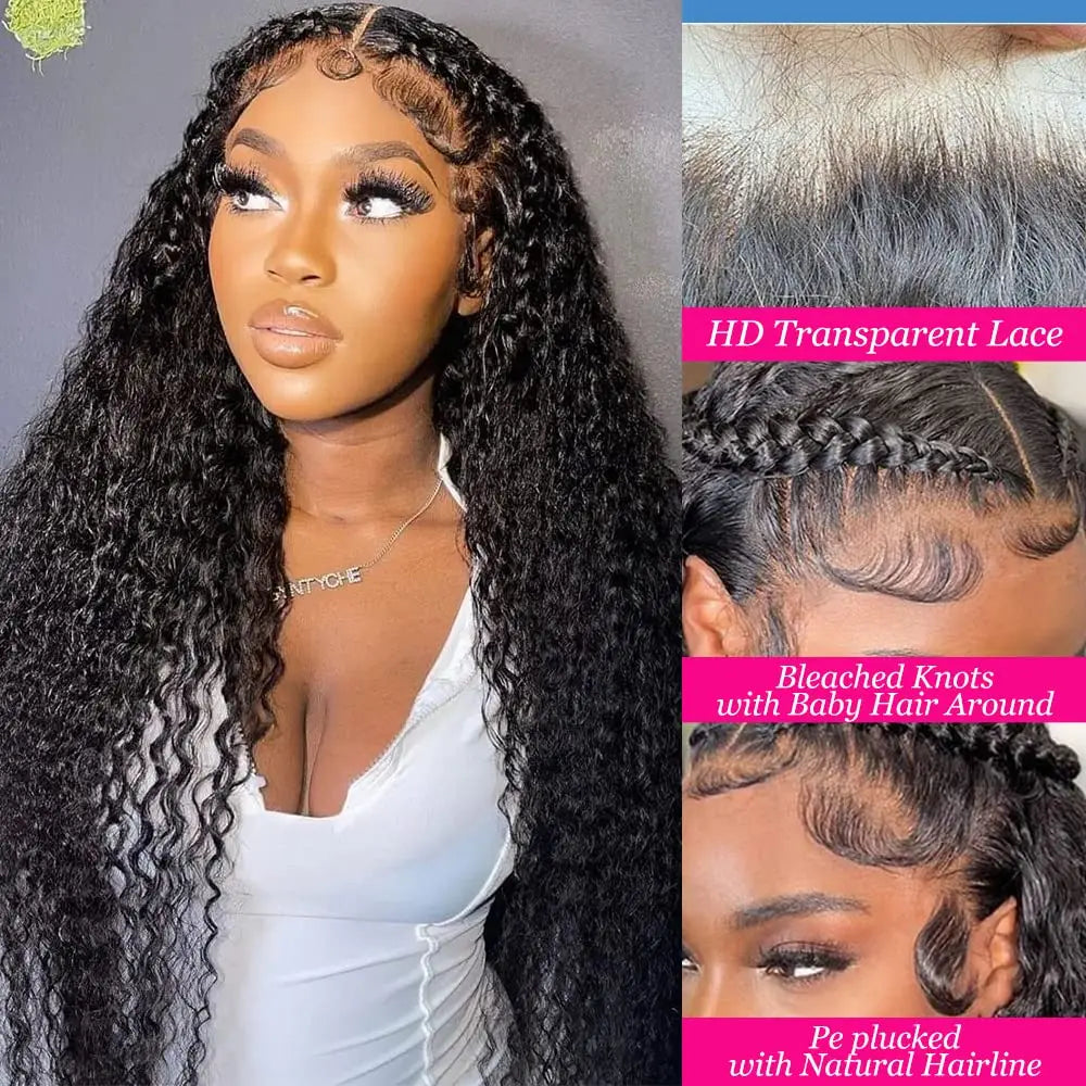 Brazilian Deep Wave Curly Menschliche Haarperücke - 13x4 Spitzenfrontperücke