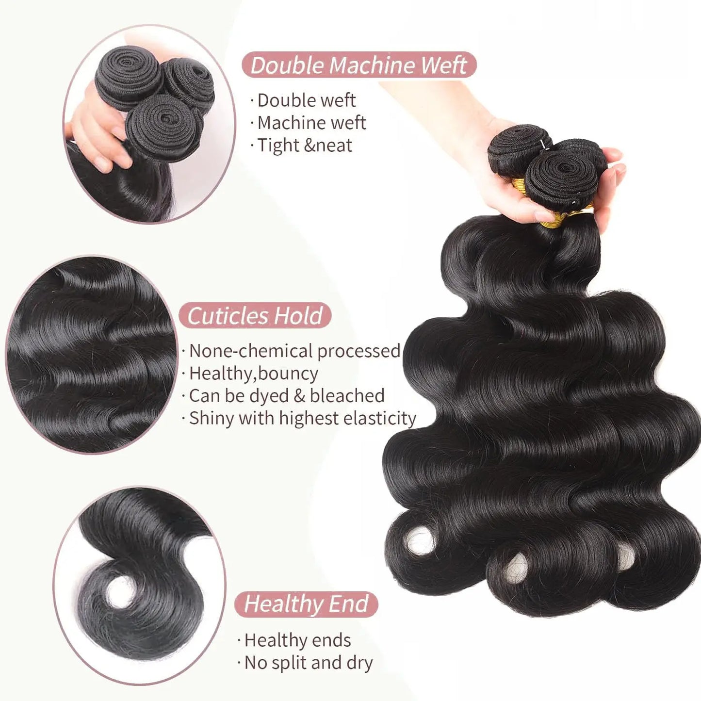 LavishBeauty Body Wave Brazilian Virgin Hair Bundles mit HD Lace Frontal