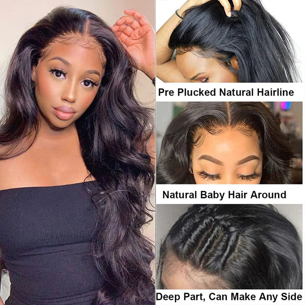 Glamouröse Body Wave Lace Front Perücken aus Echthaar für Frauen