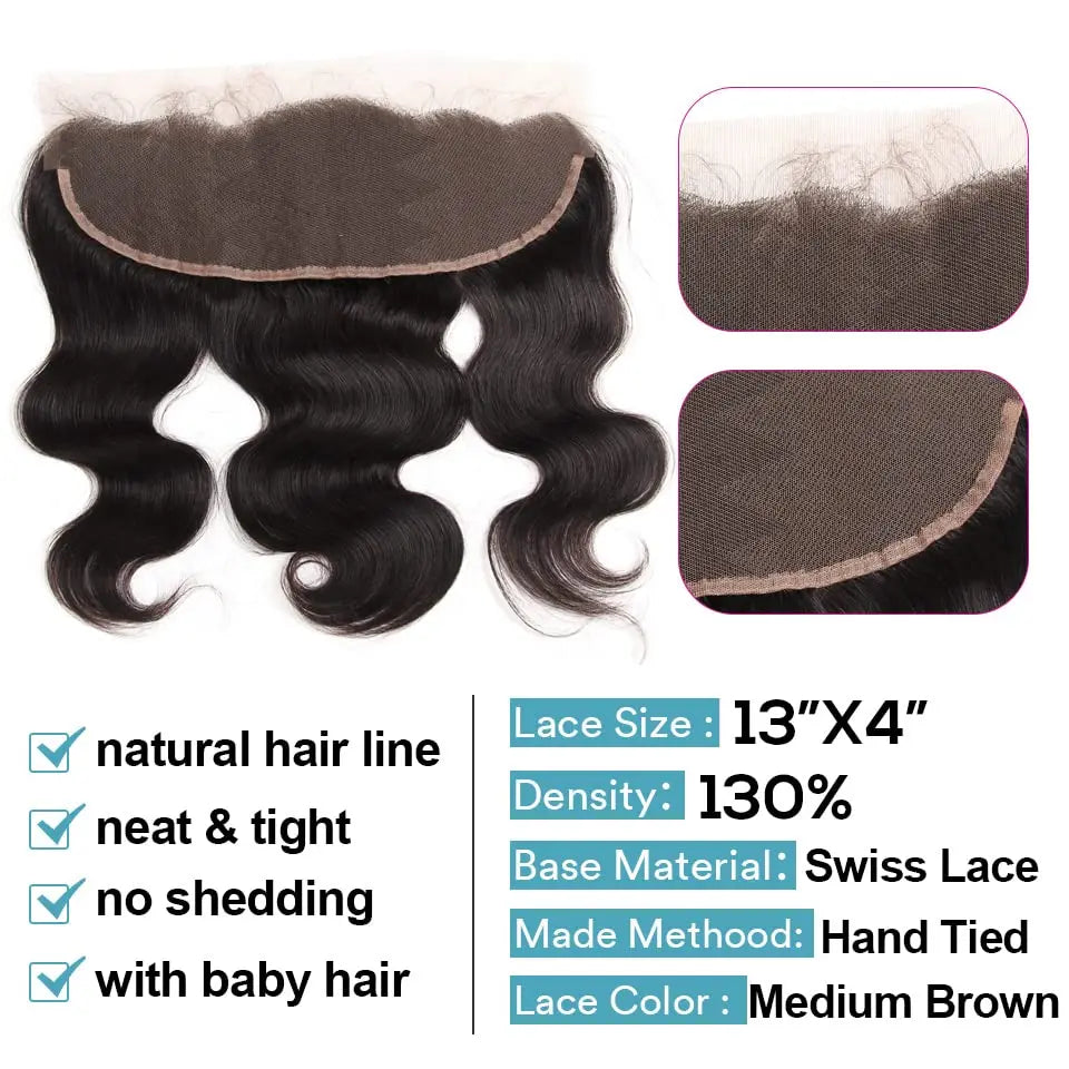 LavishBeauty Brazilian Body Wave Bundles mit HD Transparent Lace Frontal