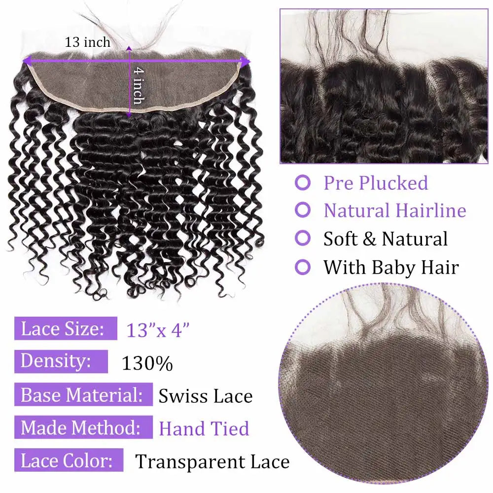 LavishBeauty Deep Wave Brazilian Hair mit Transparentem Lace Frontal